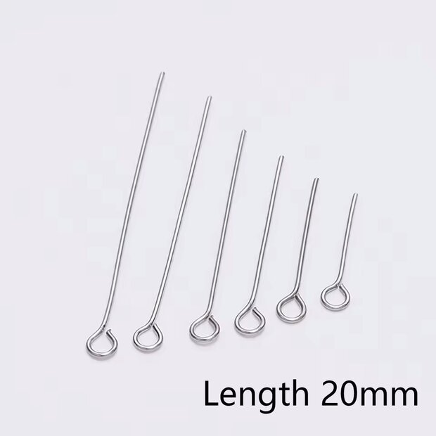 Kettelstifte Edelstahl 20mm mit &Ouml;se - 25 St&uuml;ck f&uuml;r Schmuck