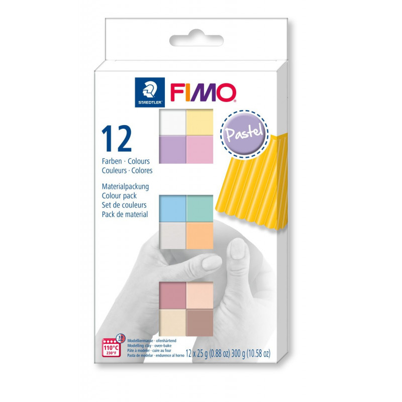 FIMO STAEDTLER FIMO Soft Oven Hardening Modelling Clay 12 x 25 g Blocks Pastel 4007817053423 