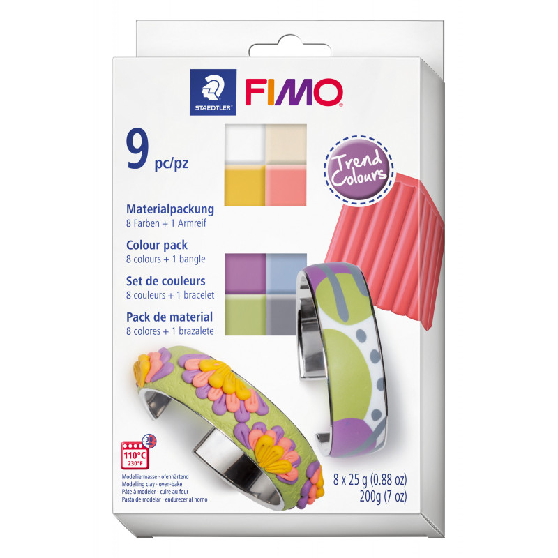 FIMO Fimo Soft Trend Colour Pack of 8 & Bangle Polymer Jewellery Designs easy to use 4007817151099 