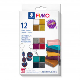 Fimo effect set met 12 halve blokken Glitter